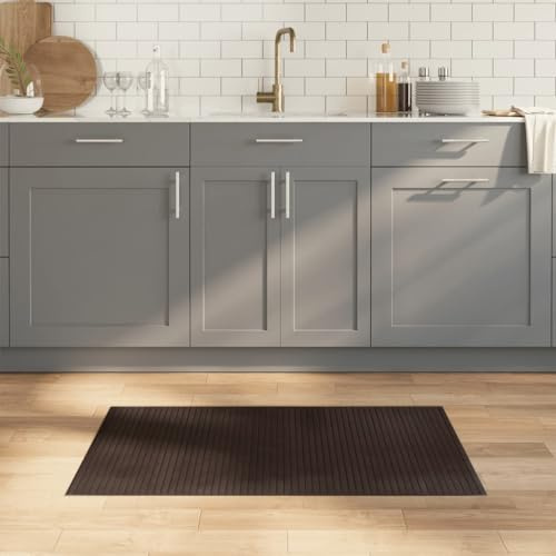 Qnhdfrt Dunkelbrauner Bambus-Teppich 60x100 cm wasserabweisend mit Rutschfester Unterseite Robust und Modern für Living Room Balkon Schlafzimmer und Küche