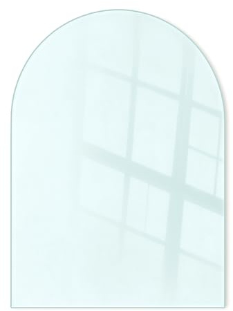 Hartglas Bodenplatte Transparent Glasplatte für Kamin 100x100 cm - Oval Abgeschnitte Funkenschutzplatte aus Glas für Kaminöfen Glasplatte für Öfen Vorlegeplatte