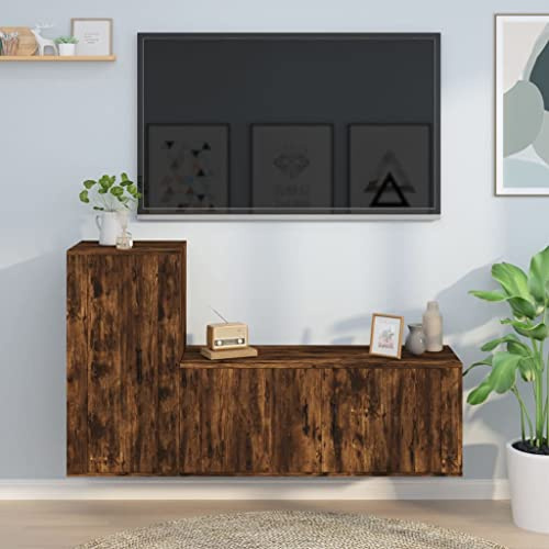 Générique Ensemble de Meubles TV 2 pcs Chêne fumé Bois d'ingénierie,Meubles, Meubles TV,3188491