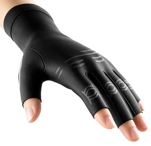 Goldeer Guantes Artrosis Manos para Mujer y Hombre (Negro,L) | Guantes de Compresión,Elasticidad,para Trabajo,Dormir y Deporte,Aliviar el Dolor de Manos,Túnel Carpiano,Tendinitis,Sin Dedos