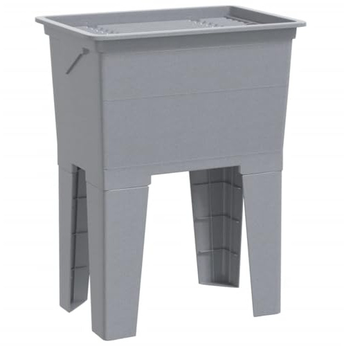Mhdvray Lavabo grigio, 59 x 41 x 75 cm, in 100% resina PP con troppopieno, portasapone, salvaspazio per cucina, giardino, garage, balcone