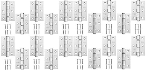 10 Pairs Door Hinge 3 75mm Ball Bearing Hinges Satin Chrome Suit Internal Doors Pair (10)