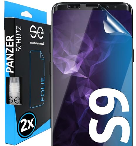 2x se® 3D SCHUTZFOLIE Transparent für Samsung Galaxy S9,Selbstheilend, 100% Fingerabdruck & FaceID kompatibel, einfache blasenfreie Installation, Ultra-Klar, Stoß-Kratzfest, aus Deutschland