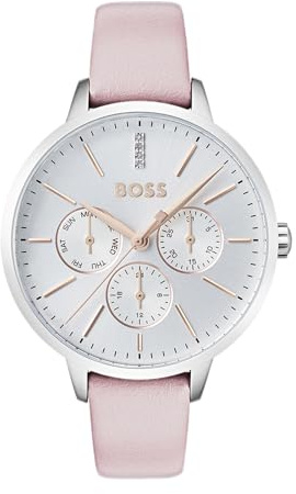BOSS Multi Zifferblatt Quarz Uhr für Damen Kollektion Symphony mit Pinkes Lederarmband - 1502419