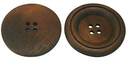 Wuuycoky Holzknöpfe, rund, 40 mm Durchmesser, mit 4 Löchern, zum Basteln, Nähen, Basteln, 10 Stück