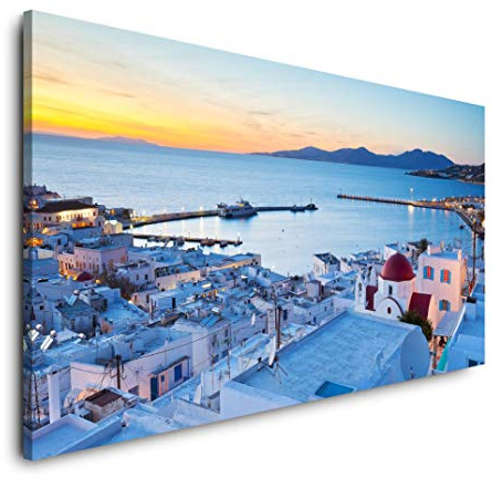 Griechenland Skyline 120x 60cm Panorama Leinwand Bild XXL Format Wandbilder Wohnzimmer Wohnung Deko Kunstdrucke