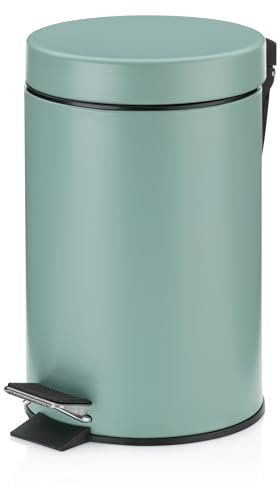 kela Cestino per cosmetici verde 3 l, cestino da bagno in metallo con pedale, cestino da bagno con sacchetto interno e manici per il trasporto, MONACO, verde giada opaco