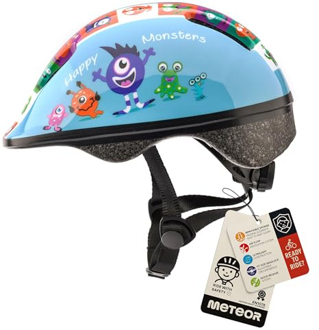 Meteor Casque de vélo idéal pour Enfants – Casque Parfait pour Downhill Enduro Vélo VTT Scooter – Helmet pour Toutes Les Formes d'activités de vélo Helmo
