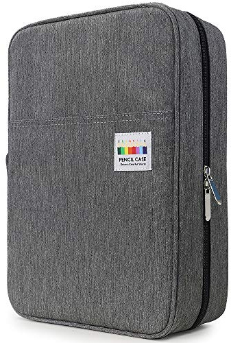 YOUSHARES 300 Slots Trousse à Crayon de Couleur - Etui à Crayon à Quatre Couches en Tissu Oxford pour Adults,Artists (Gris)