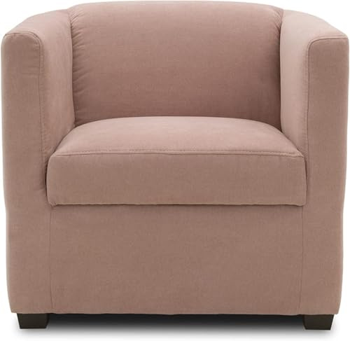 DOMO. collection Sessel Bob FK, kleiner Retro-Sessel mit Armlehnen und Federkern, Polstersessel, Cocktailsessel, Loungesessel, 73 x 75 x 69 cm (BxTxH), Webstoff in rosa