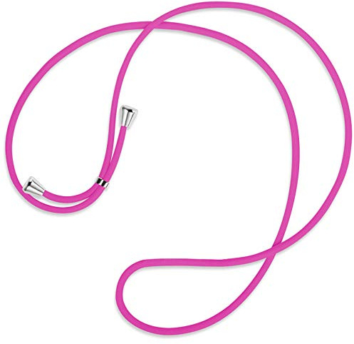 mtb more energy® Ersatz-Band für Handykette - Hot Pink - inklusive Endkappen (Silber) - hochwertige Austausch-Kordel - Band Seil Kette