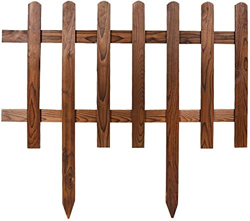 TSTSM Confezione da 2 staccionate da Giardino, Recinzione in Legno per Patio Angolo Campagna, recinzioni Decorative aiuole con Prato, Patio Interno Esterno, 100x60 cm, Marrone