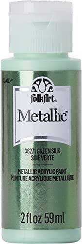 FolkArt Metallic Acrylic Craft Paint, Green Silk 2 fl oz Premium Metallic Finish Paint, Perfect For Easy To Apply DIY Arts And Crafts, 36271