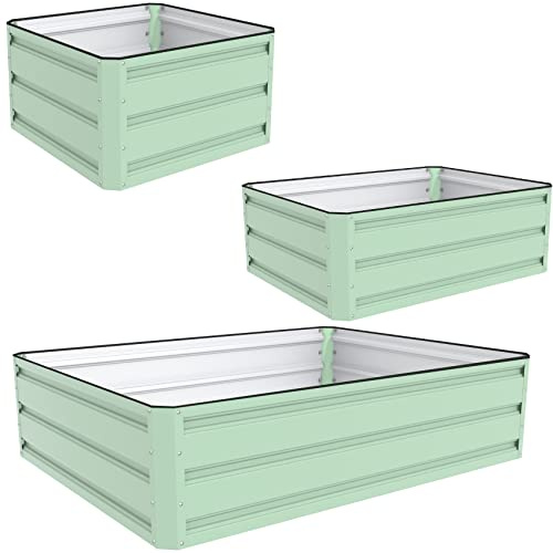 Garden Life Raised Metal Planters in Light Green (2 x Planters 120x90cm)