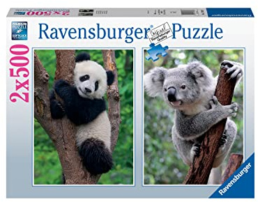 Puzzle 2 x 500 Teile – Panda und Koala – Puzzle für Erwachsene Ravensburger – ab 10 Jahren – 17288