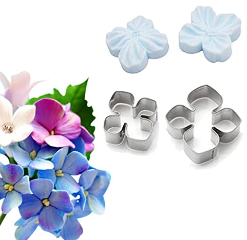 Hydrangea Petals Fondant Mould Sets 4pcs Cookie Cutters+Silicone Moulds Cake Toppers Clay 1.5-1.8