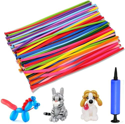 200 Pezzi Palloncini Modellabili Lungo con Pompa - Magici Palloncini Lattice per Forme, Bambini Compleano, Feste, Matrimonio, Decorazione