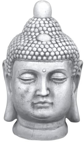 gartendekoparadies.de Figurine en Pierre Solide, Grande tête de Buste de Bouddha, Statue de Bouddha, 49 cm, 27 x 27 cm, Gris, Poids 38 kg, en Pierre coulée résistante au Gel