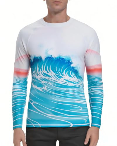 VAYAGER Herren Schwimmshirts UPF 50+ Rashguard Langarm Schnelltrocknendes T-Shirt Locker sitzendes Wasser Angeln UV-Schutzshirts