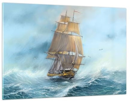 Wandbilder Dekoration Wohnzimmer Meer Schiff Nautisch Bilder auf Glas 120x80cm Glasbild Schlafzimmer Küche Deko Wand Kunstdruck Art Groß XXL Wanddeko Bild im Glas Modern Wall Decor GAA120x80-5541