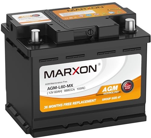 MARXON Group 47 H5 L2 Start and Stop Car Battery 12v 60AH 660CCA AGM BCI47 Maintenance Free Automotive Replacement Batteries