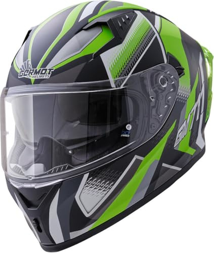 Germot GM 711 Integralhelm (Schwarzmatt/Grün), M (57)
