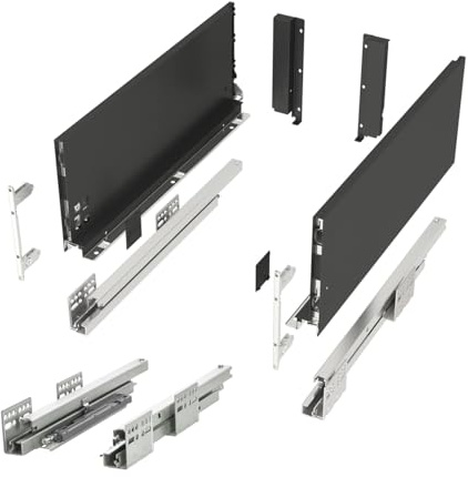 SOTECH Lådsystem JUNKER SLIM med Push to Open (antracit, höjd 167 mm, djup 300 mm, lastbar upp till 35 kg) kökslåda med 13 mm smala lådormar