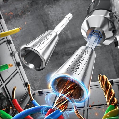 Wire Twister Tool for Drill, 6MM Hex Shank Wire Nut Twister, Wire Stripper for Drill, Electrical Cable Twisting Tool Compatible with Power Drills, Wire Connector & Twisting Tool (2)