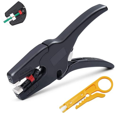 Fleymu Pinza Spelafili Elettricista Professionale, Spellacavi Elettrici Automatica, con 1 Pezzo Coltello, Leggera e Portatile, per Cavi,Fili 0,03-10mm²