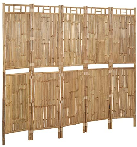 PIXZSSI 5 pezzi divisori per interni in bambù, 200 x 180 cm, elegante e versatile, per soggiorno, design pieghevole, divisorio privato, spogliatoio, sfondo da parete, design flessibile