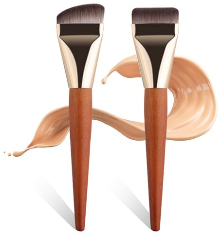 2 pennelli piatti per fondotinta liquido, ultra sottili, pennelli per fondotinta liquido, pennelli per il trucco per il viso, per sfumare, crema, pennello sottile per fondotinta, strumenti per il