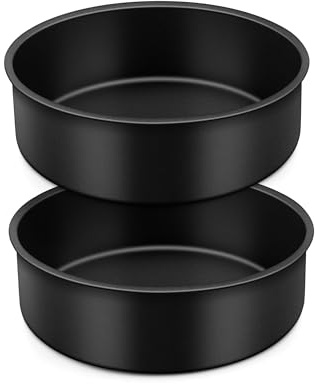 Joyfair 2Pcs Stainless Steel 6 Inch Round Cake Tin Layer Baking Mould（16cm） | Non-Stick, One-Piece Construction, Rust Resistant, Heat Resistant, Rolled Edge, Straight Side， Easy to Clean, Versatile Use