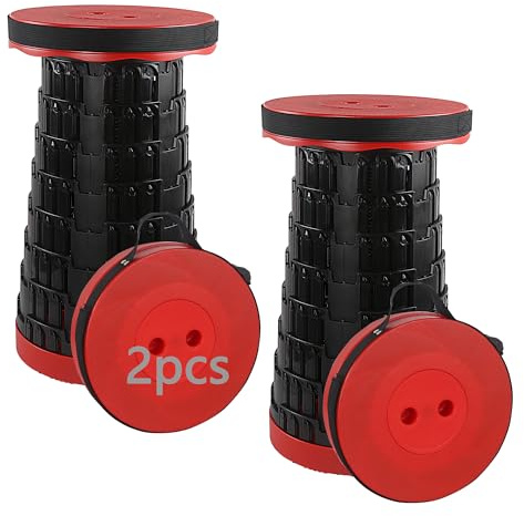HVDHYY 2pcs Sgabello Pieghevole Campeggio, Max Capacità di Carico 215kg/ 470pound, 7 altezze regolabili, Sedia Portatile, Escursionismo, Pesca, Viaggi, BBQ, Giardino, Esterno, Interno Rosso