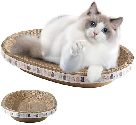 Generisk oval kattrepor, oval kattklösbräda skål bo, katt klösbräda, korrugerad lounge, klöspapper för katter, säng, klösmöbler för soffa, flerfärgad, M