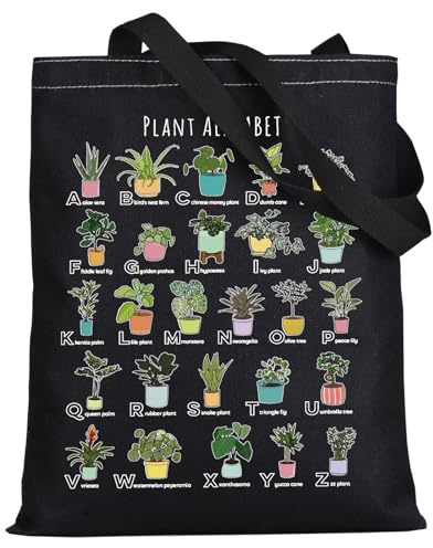 LEVLO Funny Plant Alphabet Tote Bag Gardener Gift Botanist Shoulder Bag House Plant Merchandise (Plant Alphabet BT)