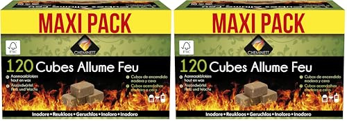MAXIPACK CHEMINETT 15720-12 Cubes d'allumage écologiques - Boîte de 120 Cubes naturels pour Allumer Le feu de cheminées, poêles et/ou cheminées (Lot de 2)