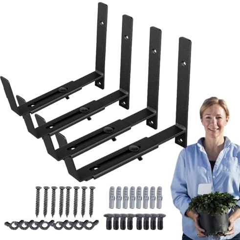 Blumenkastenhalterungen – verstellbare Wandhalterung, Pflanzenhalter | robuste Metallregalhalterung, Blumenkastenhalterung für den Außenbereich, universelle Passform für Gartenpflanzgefäße, stabile Ei