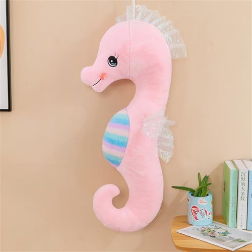 Champracer Seepferdchen Kuscheltier, Süßes Weiches Kissen, Plüschpuppe, Stofftier - Geschenk für Kinder, Mädchen, Jungen (50 cm, Rosa)