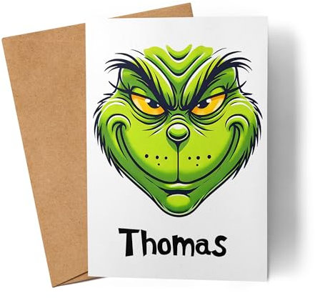 Kiddle-Design Personalisierte Anti Weihnachten Karte Weihnachtskarte Weihnachten Grinch Lustig mit Name Nikolaus Fun Wichtelgeschenk Geschenkidee
