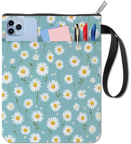 CRASPIRE Daisy Buchumschläge Buchhülle Mit Reißverschluss 11 X 8.7 Zoll Buchschutz Für Taschenbücher Waschbarer Stoff Extra Hüllen Tasche Klassenkameraden Geschenke Beutel Doppelseitige Bücher Stoff
