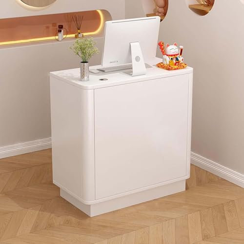 Empfangstheke, Kleine Rezeptionstheken mit Abschließbaren Schubladen, Kassentisch Bürotheke Rezeption Tisch für Firmenhallen, Bekleidungsgeschäften, Salon