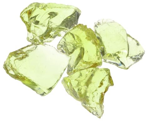 QUARKZMAN Vetro da fuoco per focolare, 5-8 cm (2-3,1), pietre in vetro riflettente lucido per camini naturali o propano, focolare per interni ed esterni, in vetro, verde oliva, 400 g/14 oz