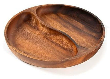 OAJABBGE Bandeja de porciones divididas de madera Platos para cena, bandeja redonda para aperitivos, bandeja de almacenamiento de alimentos secos, plato de caramelo, plato para tuercas