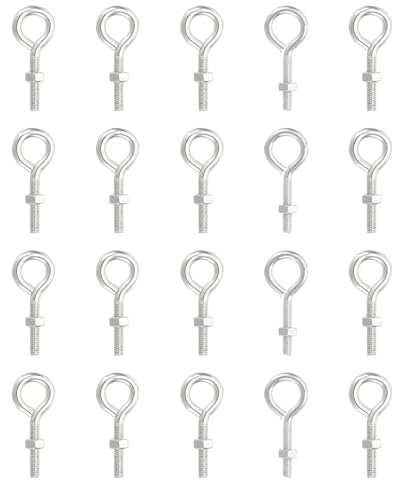 PATIKIL Pernos De Ojo M6x30mm Con Tuercas, 20 Pcs Pernos De Ojo Giratorios De Hombro De Acero Al Carbono Para Cables Alambres Colgar Luces