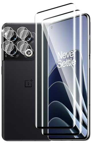 DXULWLM 2+2 Piezas Cristal Templado para OnePlus 10 Pro,con protector de Lente de cámara,HD transparente,3D Cobertura Completa,Dureza 9H,Sin Burbujas,Anti-Arañazo Protector de Pantalla