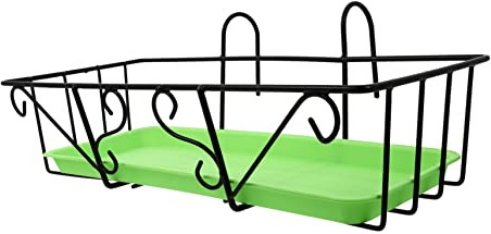 Toddmomy Portavasi Sospeso da Parete Ferro con Vassoio Verde Supporto per Piante da Balcone e Ringhiera Decorativo per Interni Ed Esterni Resistente e Facile da Installare