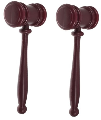 HEALSOPTHY 2pcs Judge Gavel Toy for Children, Plastic Educational Hammer Plaything Set, Role Play Courtroom Auction Props for Boys and Girls Early Development and Fun