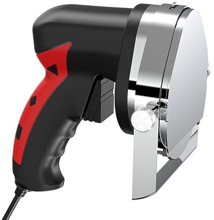 Elektrisches Grillmesser, Schnittstärke Einstellbar, 80-w-Motor Mit 2800 U/min, Multifunktion Für Gewerbe Und Privatgebrauch, Abnehmbare Klinge Aus Edelstahl 304 (Black Red)