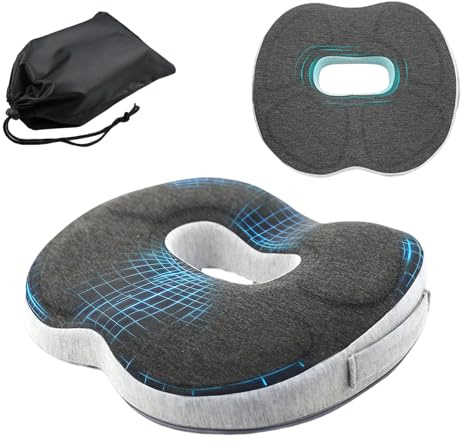 Carreuty Donut-Kissen aus Memory-Schaum, Ringkissen zur Druckentlastung, Hämorrhoiden, Steißbeinschmerzen, postnatale Schmerzen, Donut-Kissen für Bürostuhl, Auto, Rollstuhl, orthopädisches Stützkissen