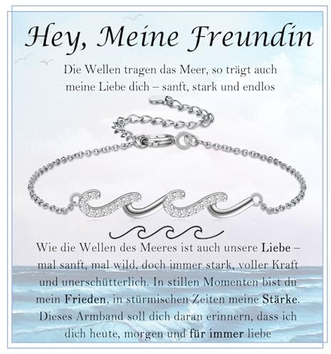 FAOMZQ Geschenk für Meine Freundin, Wellen Armband für Frauen, Liebevolles Geschenke für Frau, Geschenkideen für meine Freundin zum Geburtstag Jahrestag Weihnachten Valentinstag Jubiläum